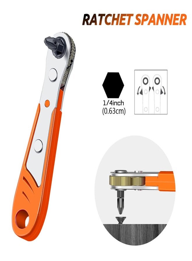 TorSor Right Angle Screwdriver Bit Set 1/4 Inch Drive Mini Ratchet Socket Wrench Set Pocket Handle 20 Piece 90 Degree Low Profile Offset Ratcheting Wrench Driver for Small Spaces Tight Spots EDC Tool - Image 4
