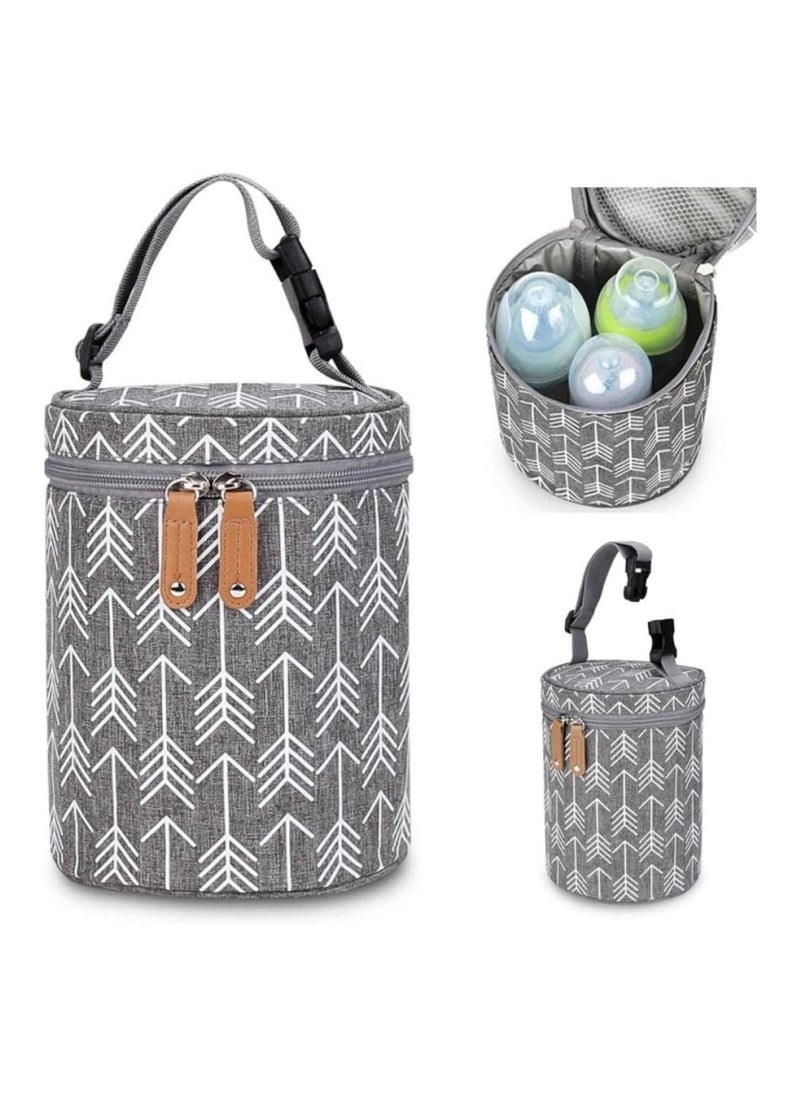 RATSAW Baby Bottle milk Cooler Bag Travel Portable Insulated Tote Bag Leakproof Bottle Cooler Bag Baby Bottle Outdoor Protection Insulation Bag Waterproof Reusable Bottle Storage Bag Grey  - Image 1
