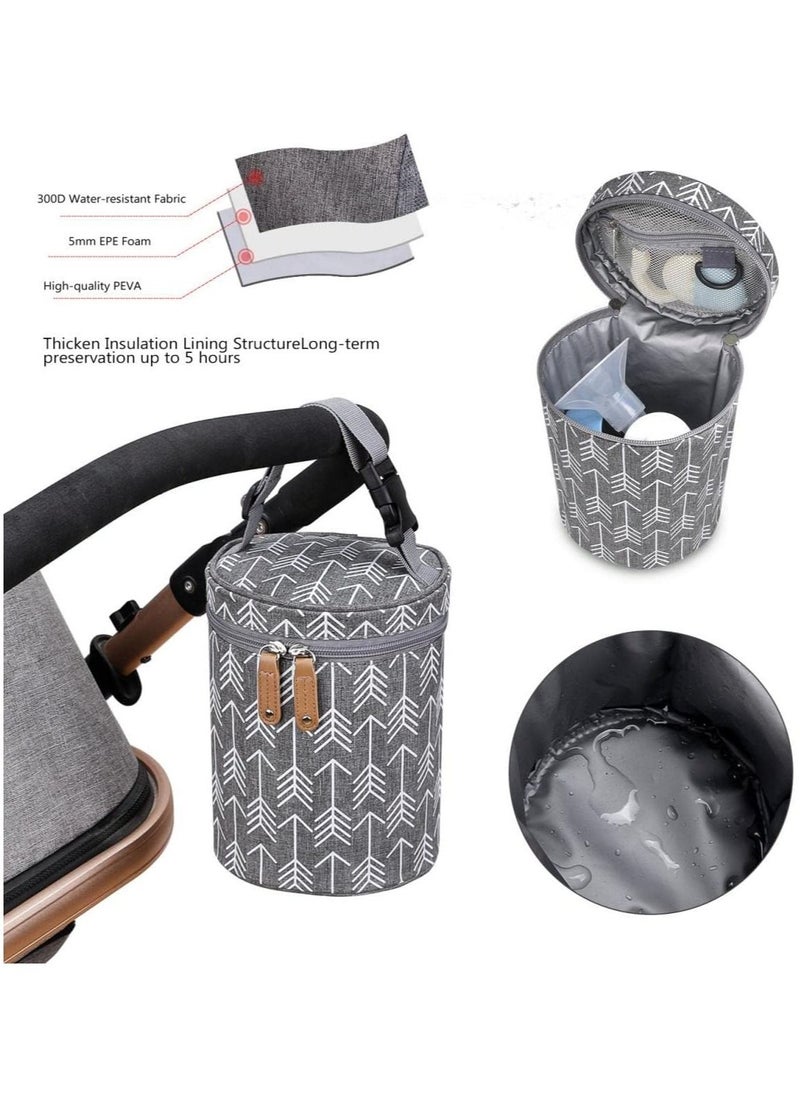 RATSAW Baby Bottle milk Cooler Bag Travel Portable Insulated Tote Bag Leakproof Bottle Cooler Bag Baby Bottle Outdoor Protection Insulation Bag Waterproof Reusable Bottle Storage Bag Grey  - Image 4