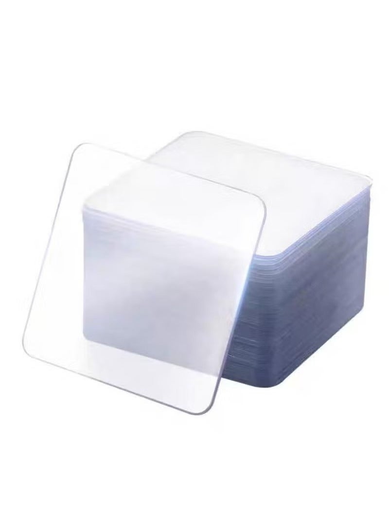 بيوينتي 100 قطعة من وسادات لاصقة مزدوجة الجانب، شريط مربع مقصوص مسبقًا مزدوج الجوانب، جل نانو شفاف، شريط لاصق مزدوج الجوانب ل الجدران - Image 1