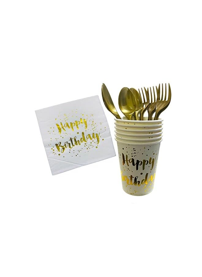 61 Pcs White and Gold Happy Birthday Plates Cups Tissue Spoon Fork Table Cloth Disposable Tableware for Kids, Adults Birthday Decorations – Kid’s Party Tableware Serves Up to 10 Guests - pzsku/ZB35E67B8877ECDB87770Z/45/_/1720080642/9f956ec3-1404-44de-bf7d-b10e918ff37f