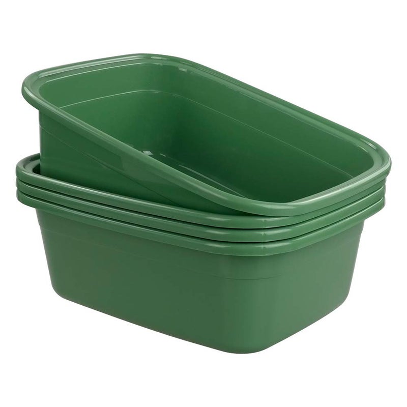 Lesbin 3Pack 16 Quart Plastic Dishpan BasinDish Bin Green