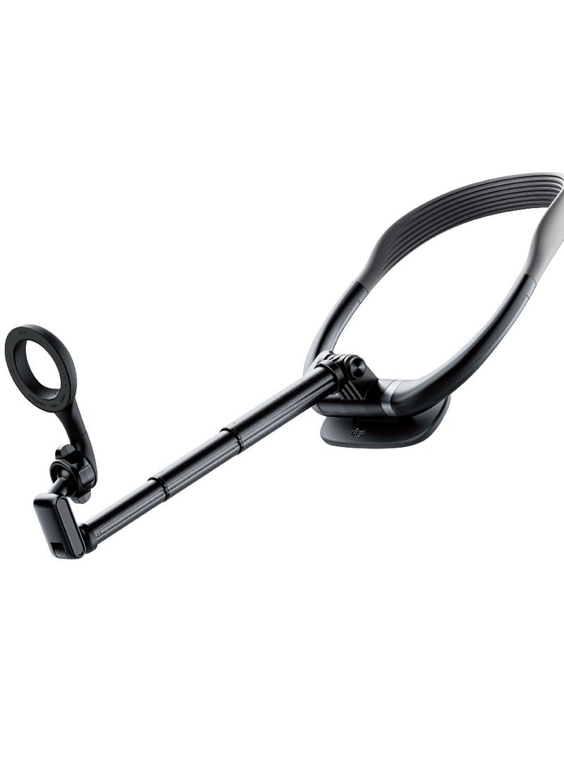 DRIP Retractable Neck Phone Mount – Adjustable Hands-Free Holder with Extendable Arm, 360° Rotation, Ergonomic Fit – Black - Image 1