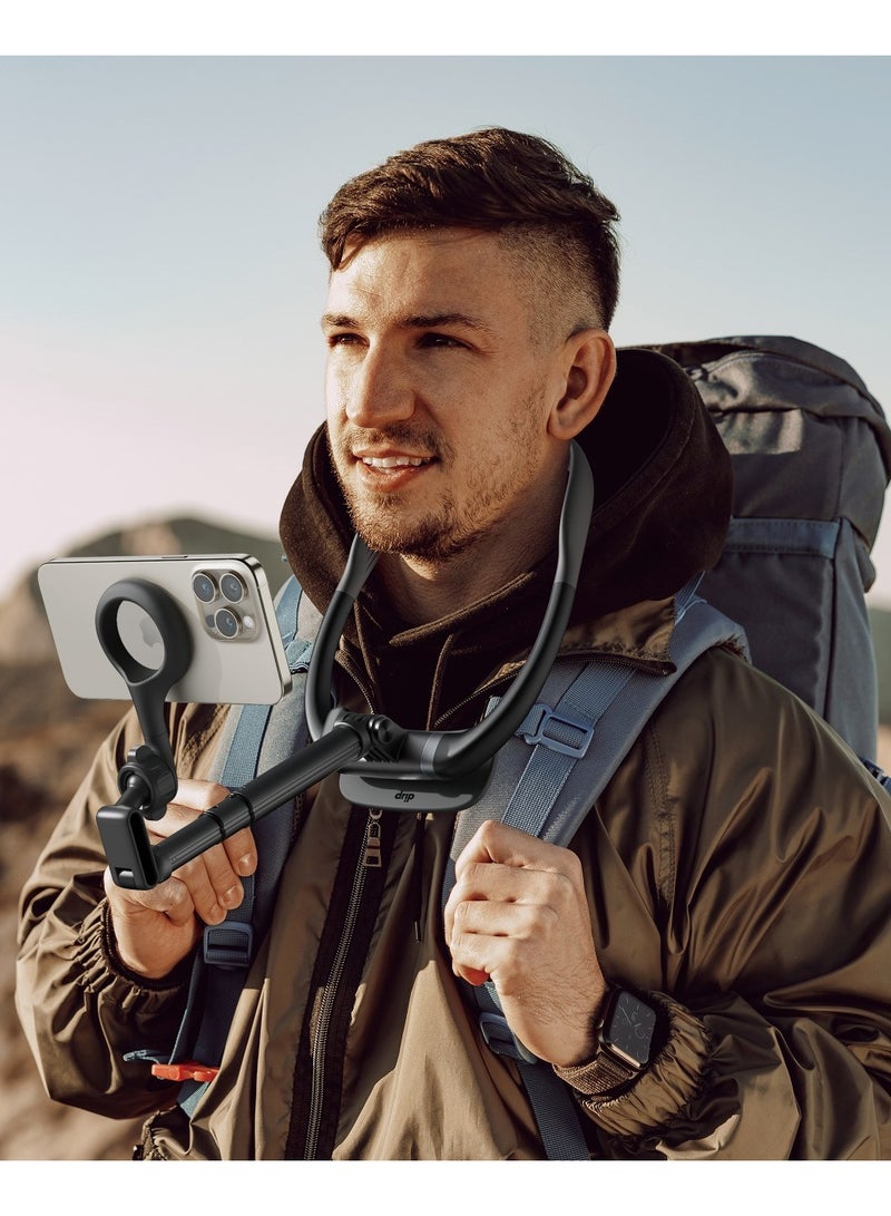 DRIP Retractable Neck Phone Mount – Adjustable Hands-Free Holder with Extendable Arm, 360° Rotation, Ergonomic Fit – Black - Image 2