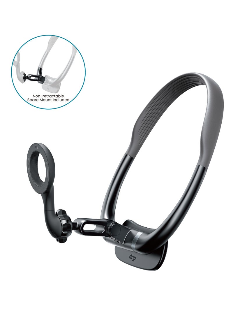 DRIP Retractable Neck Phone Mount – Adjustable Hands-Free Holder with Extendable Arm, 360° Rotation, Ergonomic Fit – Black - Image 4