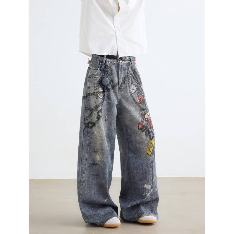 Unisex Classic Denim Jeans Loose Fit Daily Outdoor Wear - Image 1