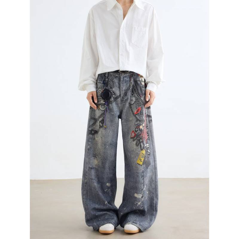 Unisex Classic Denim Jeans Loose Fit Daily Outdoor Wear - Image 3