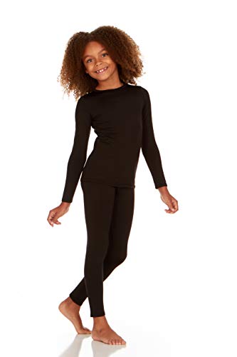 Thermajane Thermal Underwear for Kids Long Johns, Girls Thermal Underwear Set, Base Layer Kids Long Underwear (Black, X-Large) - Image 5