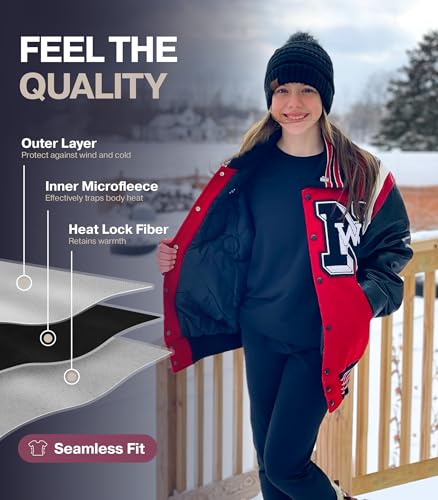 Thermajane Thermal Underwear for Kids Long Johns, Girls Thermal Underwear Set, Base Layer Kids Long Underwear (Black, X-Large) - Image 4