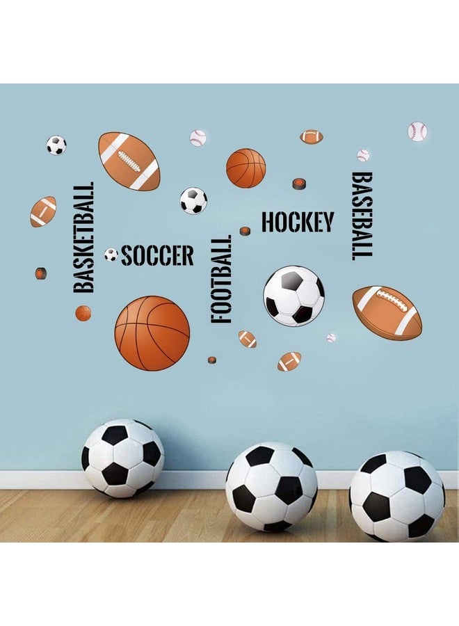 Supzone Sport Balls Wall Stickers Boys Wall Decals Basketball Soccer Baseball Football Hockey Wall Decor Boys Playroom Bedroom Classroom Living Room - Image 2