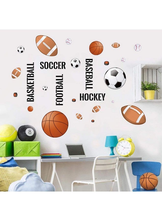 Supzone Sport Balls Wall Stickers Boys Wall Decals Basketball Soccer Baseball Football Hockey Wall Decor Boys Playroom Bedroom Classroom Living Room - Image 5