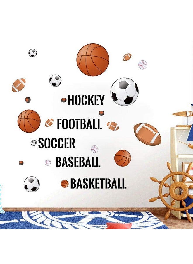 Supzone Sport Balls Wall Stickers Boys Wall Decals Basketball Soccer Baseball Football Hockey Wall Decor Boys Playroom Bedroom Classroom Living Room - Image 4