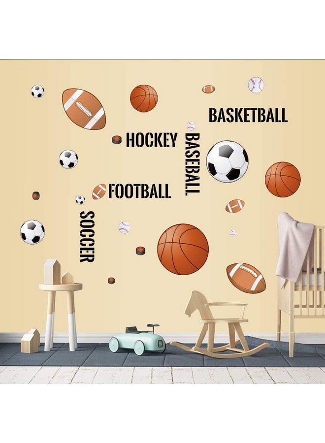 Supzone Sport Balls Wall Stickers Boys Wall Decals Basketball Soccer Baseball Football Hockey Wall Decor Boys Playroom Bedroom Classroom Living Room - Image 3