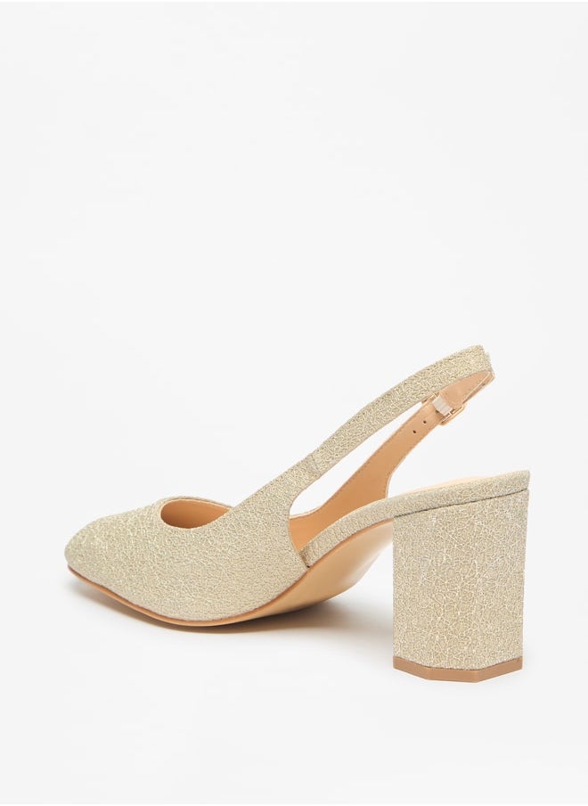 Flora Bella By Shoexpress - Women's Textured Block Heeled Pumps With Buckle Closure - Image 1