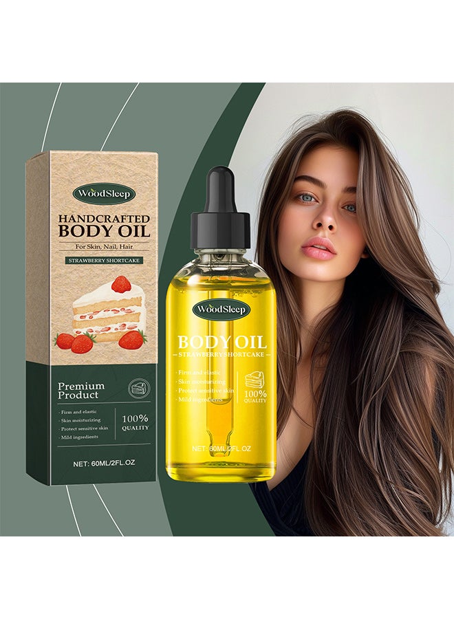 وودسليب زيت الجسم ستراوبيري شورت كيك الفراولة، زيت تدليك منعش ومرطب ومغذي ومنعم للجسم بالكامل - Image 2