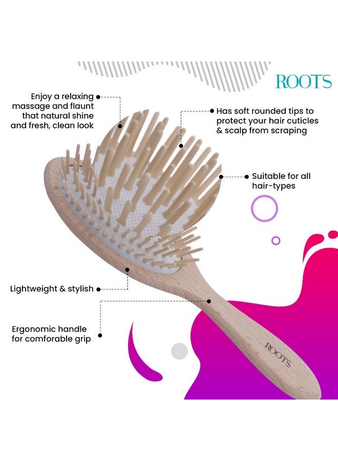 روتس - فرشاة شعر خشبية - للرجال والنساء - WPO-BW - Image 3