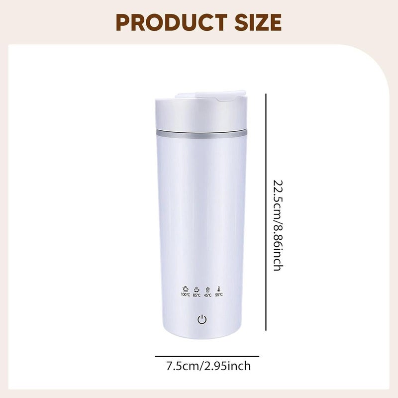 Portable Kettle Boiler Electric Water Boiler Insulated Drinking Cup Stainless Steel Heater with Rapid Boiling And Temperature Control Suitable for Sch, white - Image 2