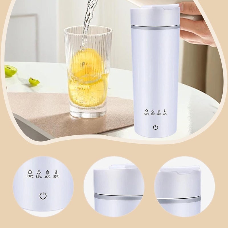Portable Kettle Boiler Electric Water Boiler Insulated Drinking Cup Stainless Steel Heater with Rapid Boiling And Temperature Control Suitable for Sch, white - Image 1