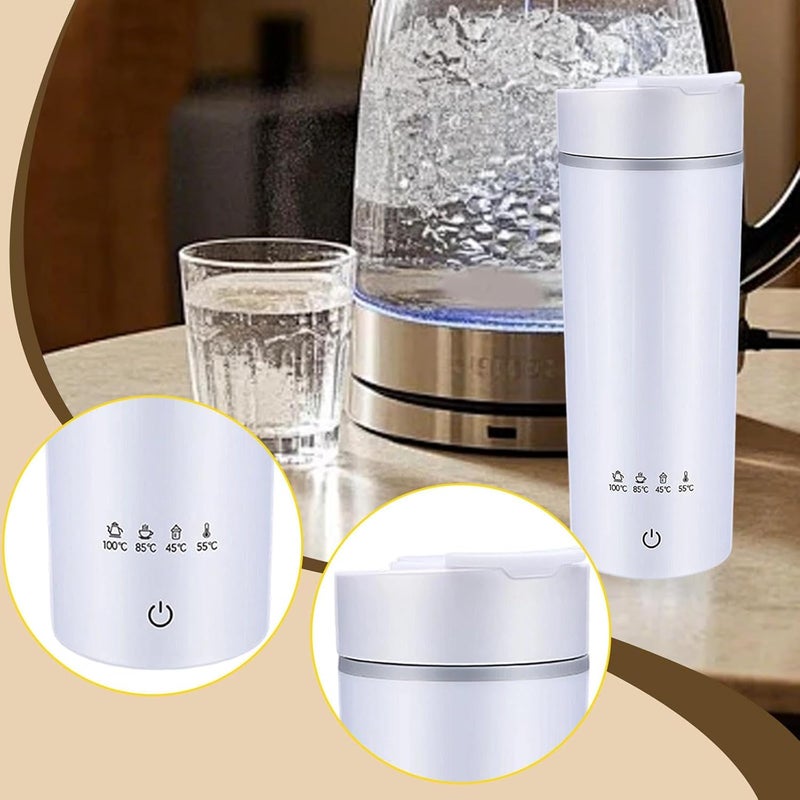 Portable Kettle Boiler Electric Water Boiler Insulated Drinking Cup Stainless Steel Heater with Rapid Boiling And Temperature Control Suitable for Sch, white - Image 4