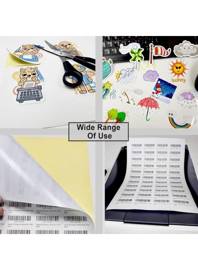100 ورقة من ورق الملصقات A4 المقاوم للماء واللامع باللون الأبيض للطابعات النافثة للحبر، اطبع ملصقاتك الخاصة، صور أعمال يدوية، ملصقات ذاتية اللصق من الفينيل، ورق ملصقات قابل للتقشير للمكتب والمنزل والمشاريع المخصصة، عبوة من 100 ورقة - Image 2