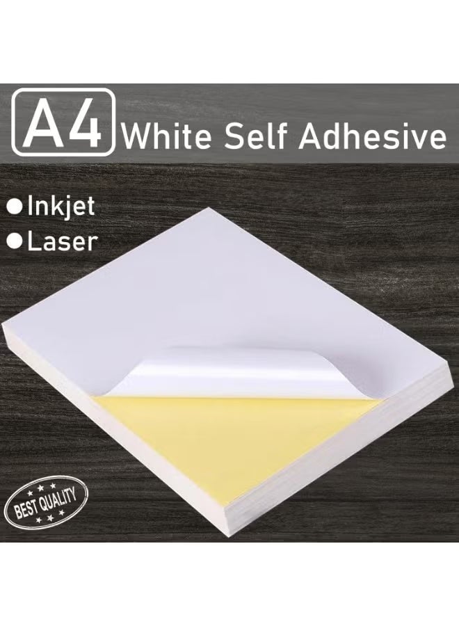 100 ورقة من ورق الملصقات A4 المقاوم للماء واللامع باللون الأبيض للطابعات النافثة للحبر، اطبع ملصقاتك الخاصة، صور أعمال يدوية، ملصقات ذاتية اللصق من الفينيل، ورق ملصقات قابل للتقشير للمكتب والمنزل والمشاريع المخصصة، عبوة من 100 ورقة - Image 5