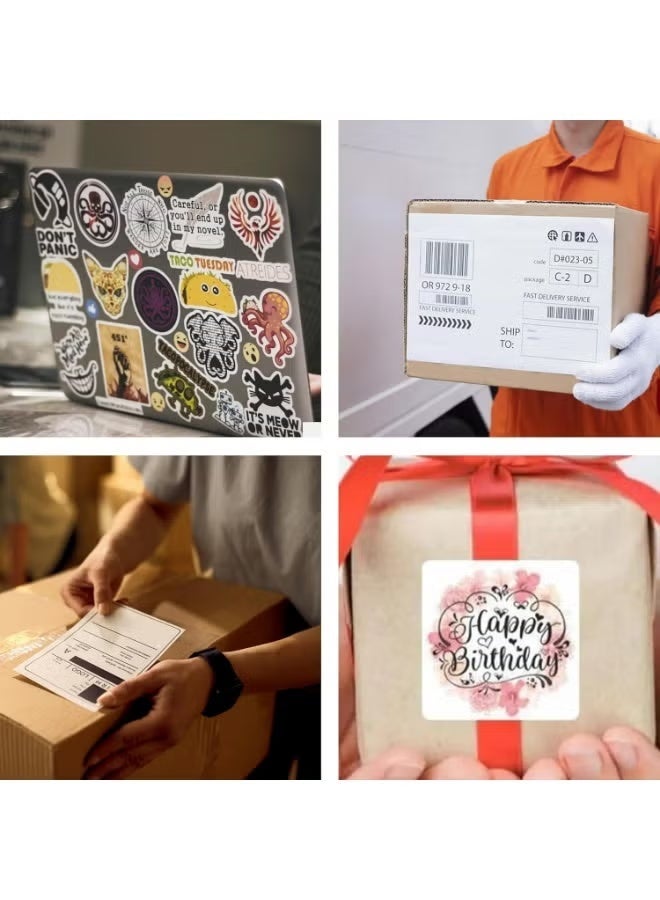 100 ورقة من ورق الملصقات A4 المقاوم للماء واللامع باللون الأبيض للطابعات النافثة للحبر، اطبع ملصقاتك الخاصة، صور أعمال يدوية، ملصقات ذاتية اللصق من الفينيل، ورق ملصقات قابل للتقشير للمكتب والمنزل والمشاريع المخصصة، عبوة من 100 ورقة - Image 3