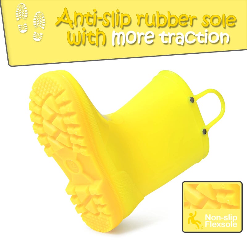 K KomForme Kids Girls & Boys Rain Boots with Easy-on Handles Waterproof Outdoors - Image 4