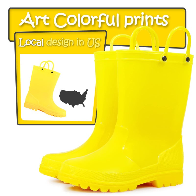 K KomForme Kids Girls & Boys Rain Boots with Easy-on Handles Waterproof Outdoors - Image 2