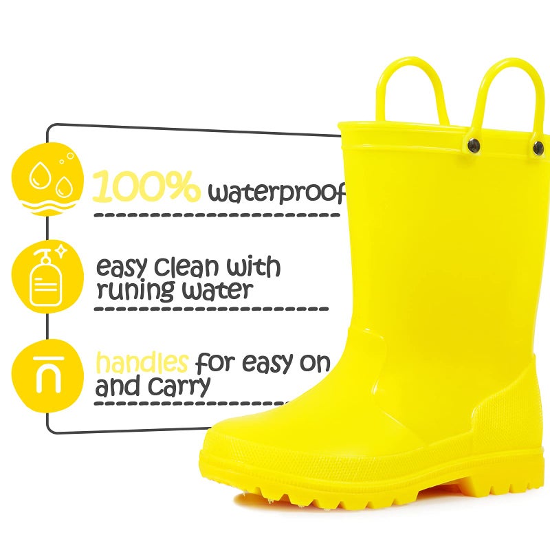K KomForme Kids Girls & Boys Rain Boots with Easy-on Handles Waterproof Outdoors - Image 3