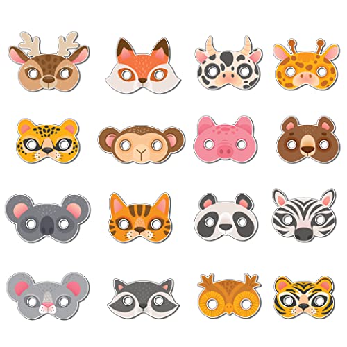 Festiko® Animal Theme Face Masks (16 Pcs), Animal Jungle Theme Party Supplies, Return Gifts for Kids, Jungle Theme Party Items,Face Masks for Kids - Image 1