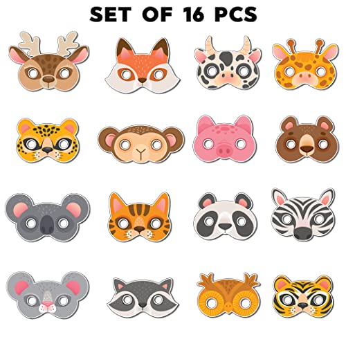 Festiko® Animal Theme Face Masks (16 Pcs), Animal Jungle Theme Party Supplies, Return Gifts for Kids, Jungle Theme Party Items,Face Masks for Kids - Image 2