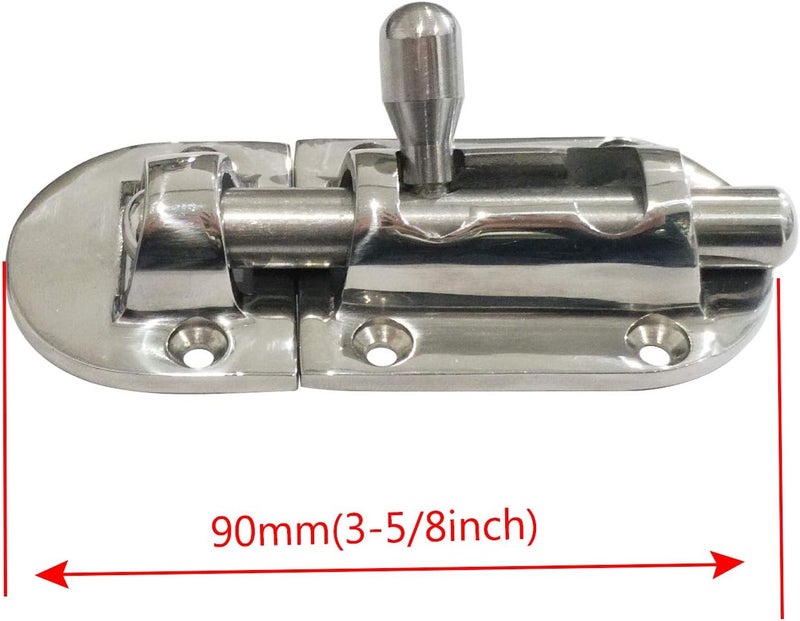 keehui Marine 316 Stainless Steel Heavy Duty 3-5/8 Inch Locker Latch Slide Barrel Bolt for Marine Boat Window/Door/Hatch/Cabinet - Image 3