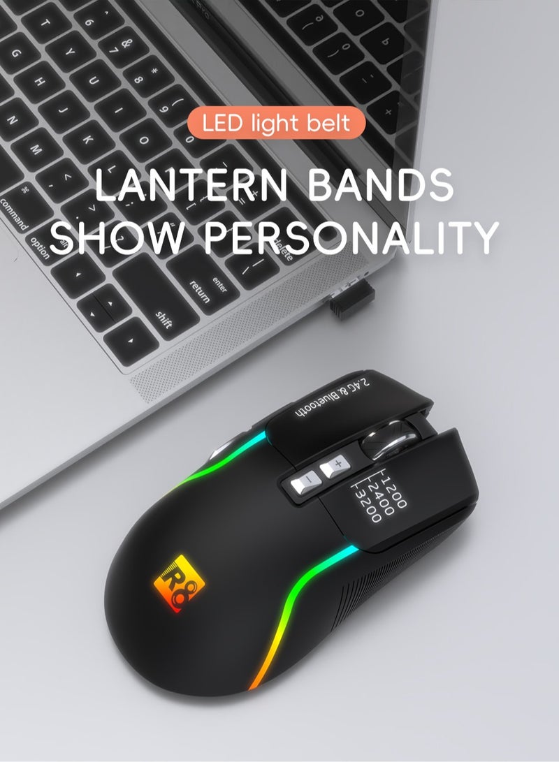 أر8 ماوس لاسلكي USB، ماوس بصري مريح، 3600 نقطة في البوصة، 5 أزرار قابلة للبرمجة، عمر بطارية طويل، متوافق مع أجهزة الكمبيوتر الشخصية / ماك، محمول للمكتب "يأتي مع بطاريتين" أسود - Image 4