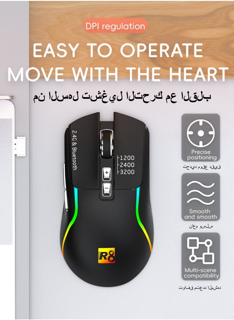 Wireless Gaming Mouse, Ultra-Lightweight,3600 DPI, 5 Programmable Buttons, Long Battery Life, Compatible with PC / Mac - Black