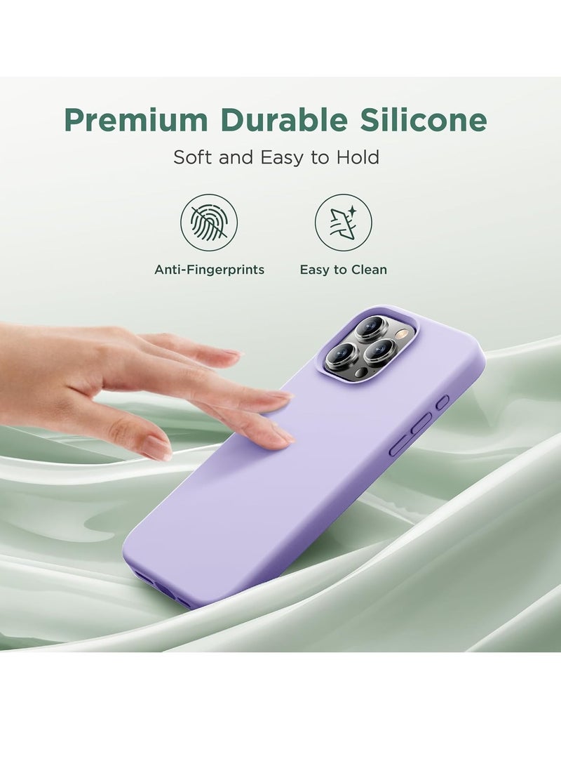 NEW Premium Soft Liquid Silicone Case for iPhone 16 Pro – Silky and Soft Touch Series Full-Body Protective Bumper (Light Purple) - Image 4