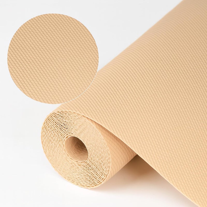 Go Hooked EVA Food Grade Anti-Slip Mat for Fridge, Shelf, Table & Drawer – Washable, Waterproof, Non-Adhesive, Multi-Purpose Liner for Home & Office Use – Cuttable & Reusable (Beige, 45cm X 5m) - Image 1