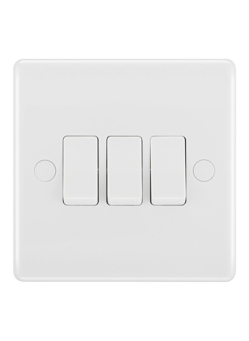 BG BG Nexus 20 Amp 10AX Triple 2 Way Round Edge Plate Switches  - Image 1