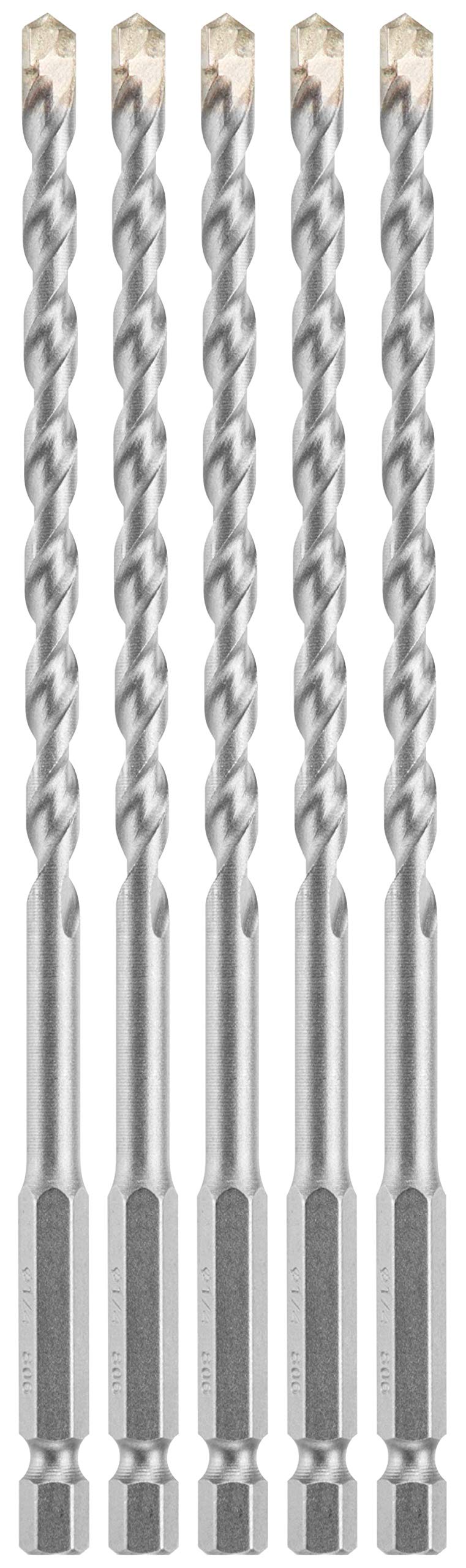 بوش مجموعة بوش من 5 قطع، رؤوس مثقاب مطرقي سداسية الشكل مقاس 1/4 بوصة × 6 بوصات، مخصصة لأعمال البناء، رقم الموديل Lbhx0045 - Image 1