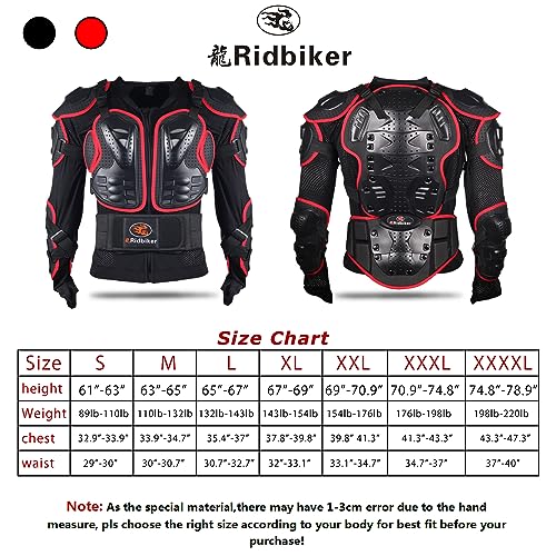 Ridbiker Motorcycle Full Body Armor Protector Removable Racing Jacket Motocross Spine Chest Motocross Protective Shirt (Red, L) - Image 2