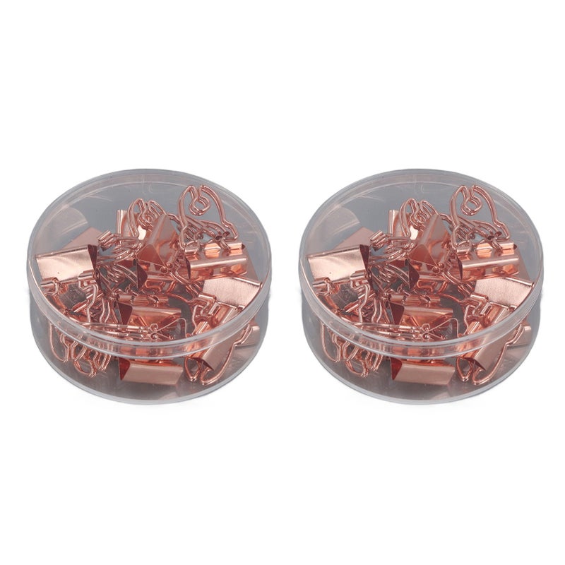 30 Pcs Binder Clips Cute Rose Gold Horn Pattern Handle Metal Small Binder Clips Office File Clips With Storage Box - Image 2