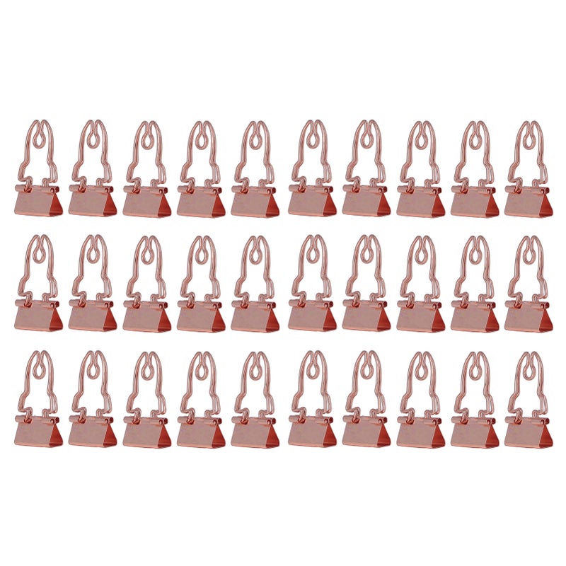 30 Pcs Binder Clips Cute Rose Gold Horn Pattern Handle Metal Small Binder Clips Office File Clips With Storage Box - Image 1