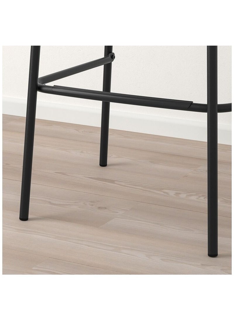 WK - Bar Stool with Backrest Comfy Footrest Black 74cm - Image 1