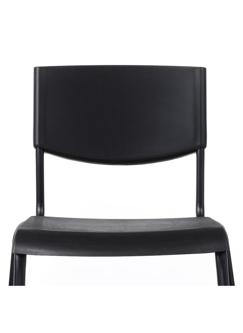 WK - Bar Stool with Backrest Comfy Footrest Black 74cm - Image 1