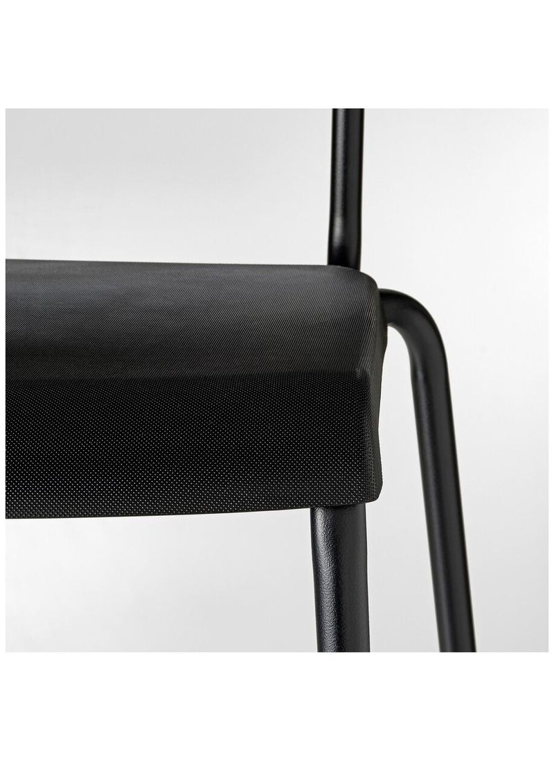 WK - Bar Stool with Backrest Comfy Footrest Black 74cm - Image 1
