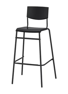 Bar Stool with Backrest Comfy Footrest Black 74cm