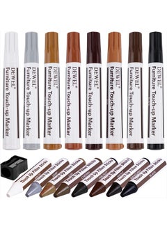 Furniture Markers Touch Up, Upgrade Wood Furniture Repair Kit, Premium Wood Scratch Repair Markers and Wax Sticks for Wood Stains Scratches Hardwood Wooden Floors Tables, Set of 17