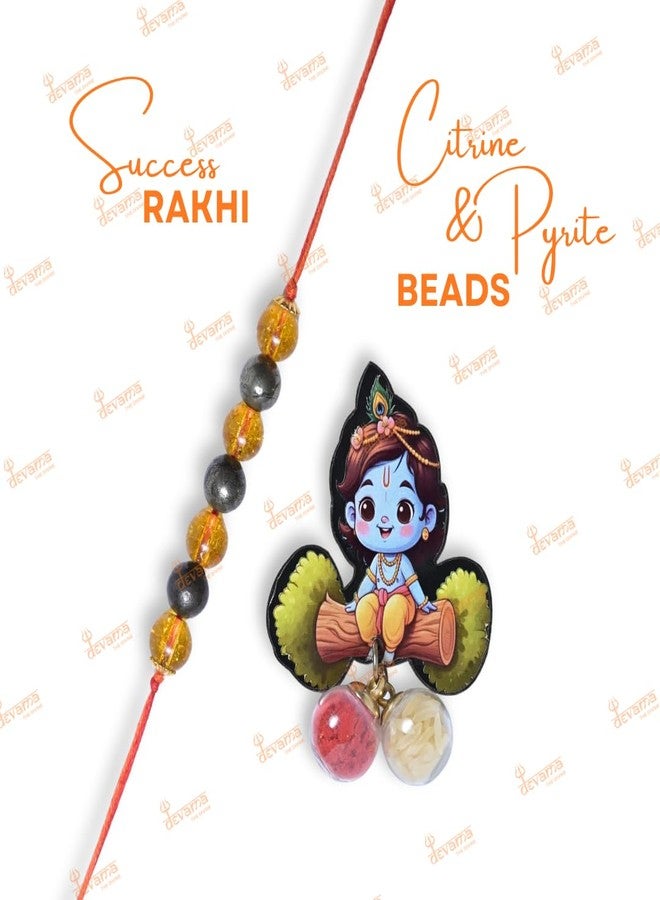 DEVAMA THE DIVINE Citrine Pyrite Crystal Rakhi – Success & Abundance Rakhi for Confidence, Wealth & Positive Energy - Image 3