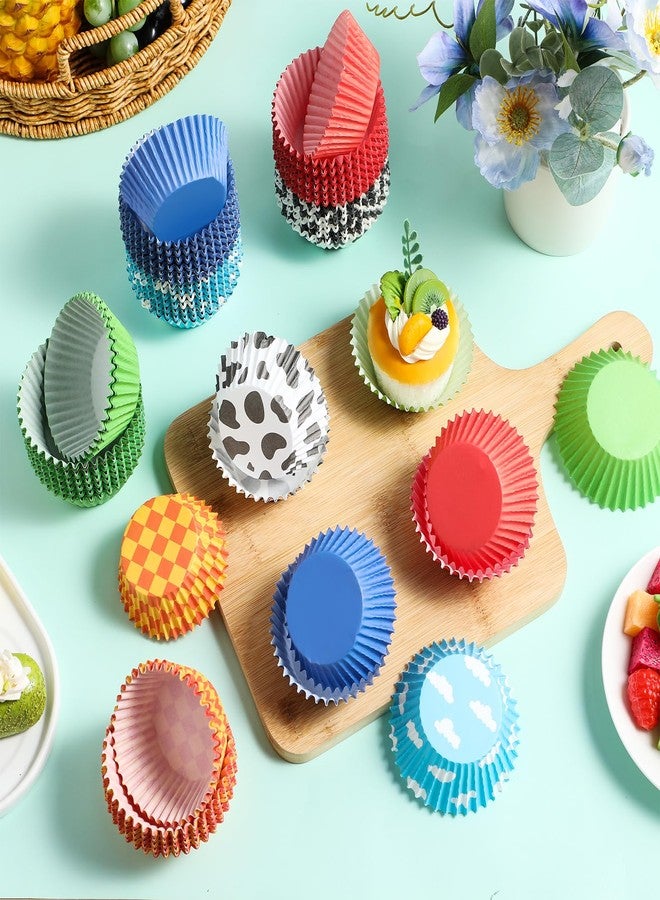Vesici 900 Counts Toy Inspired Game Cupcake Liner Cartoon Story Paper Cupcake Wrappers Holders Cow Blue Cloud Yellow Red Green Muffin Disposable Cup Bulk for Birthday Baby Shower Baking Party Supplies - Image 4