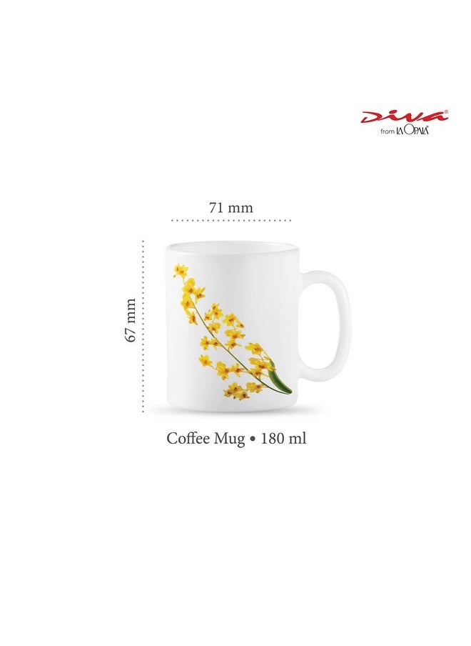 La Opala La Opala Diva, Opal Glass Coffee Mug Set Cylinder Regular 6 pcs, Yellow Grace, White, Standard  - Image 2