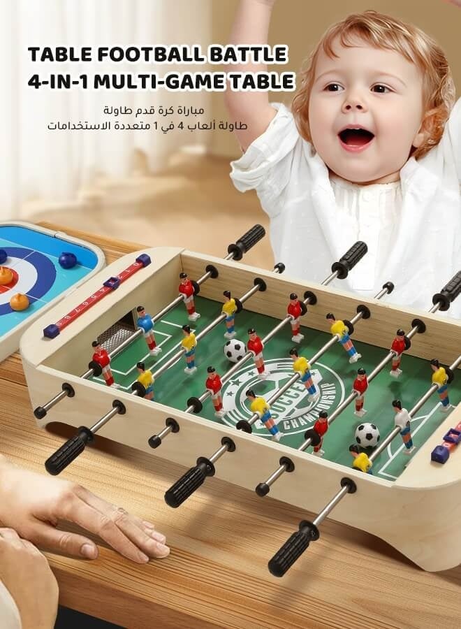 الأورلار طاولة ألعاب 4 في 1 - كرة القدم الطاولة، البولينج، الكيرلنج، ولعبة السهم السريع - لعبة رياضية طاولة محمولة، مثالية للأطفال والكبار، مثالية للمنزل، الحفلات، والترفيه العائلي وهدية عيد الميلاد - Image 2
